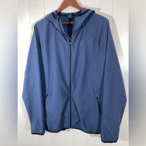 Nike Dri Fit Track Jacket Mens Large Blue And Black waffle